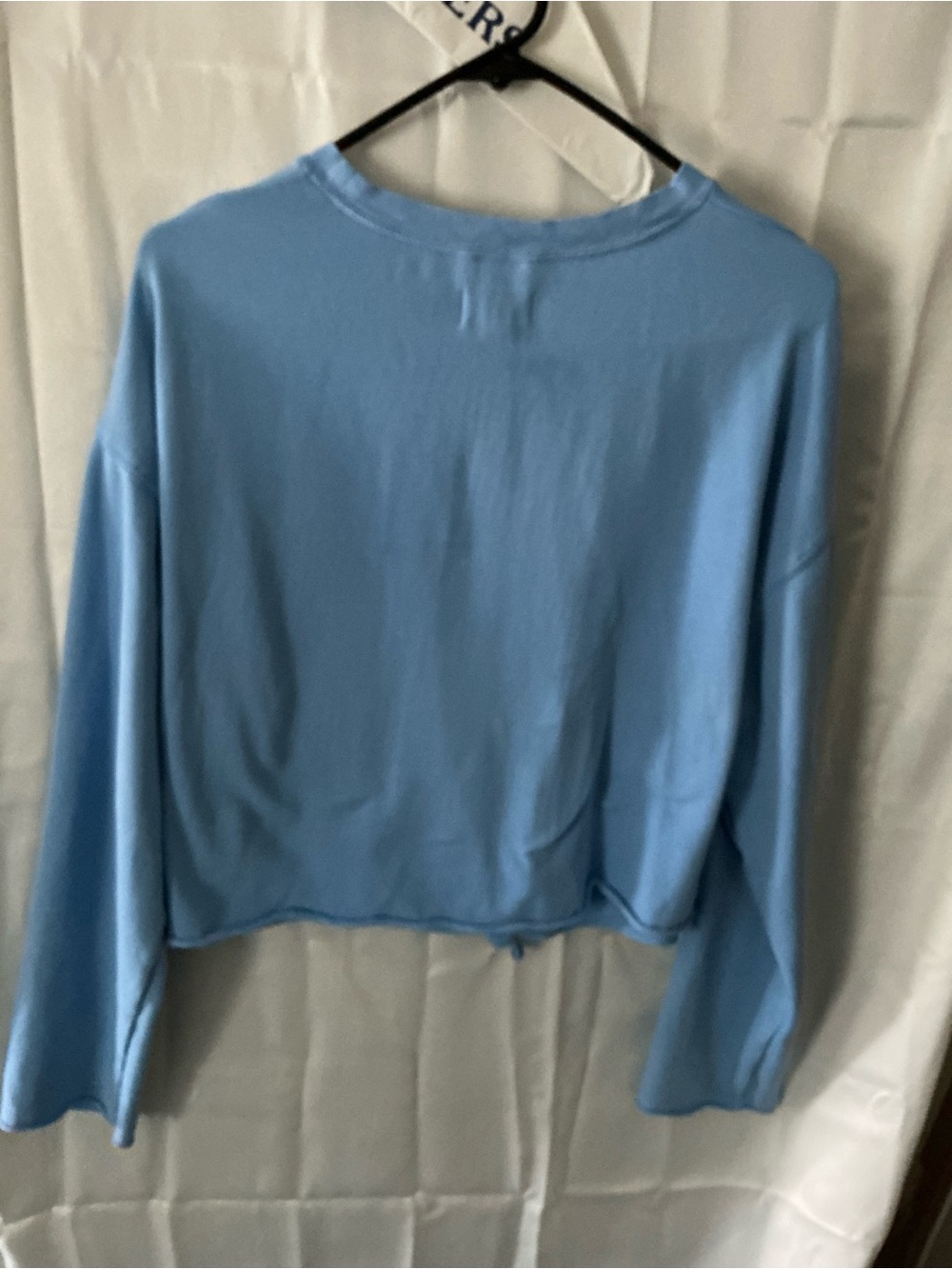 aerie Light Blue Cropped Long Sleeve Sweatshirt